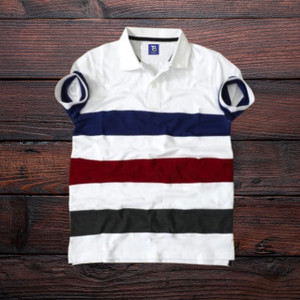 TB Blue Boys Striped Cotton Blend Slim T Shirt
