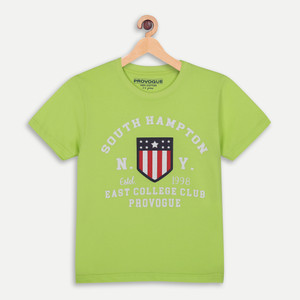 PROVOGUE Boys Printed Pure Cotton Regular T Shirt