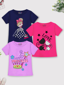 Trampoline Girls Printed Cotton Blend Regular T Shirt