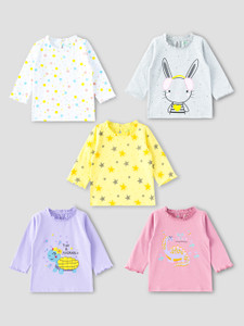 YUV Baby Girls Printed Pure Cotton Regular T Shirt