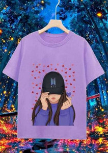 flysezen Baby Girls Printed Cotton Blend Regular T Shirt