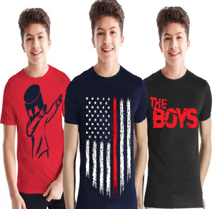 FTC FASHIONS Boys Printed Cotton Blend Regular T Shirt