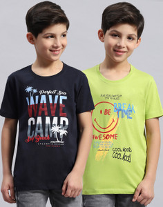 मोंटे कार्लो लड़के Printed Pure Cotton Regular टी शर्ट