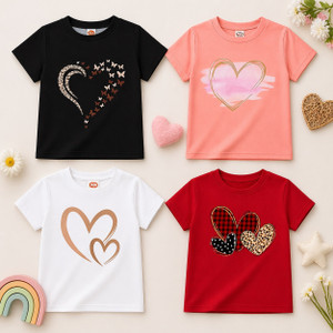 Luke and Lilly Girls Printed Cotton Blend Regular T Shirt