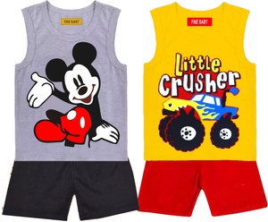 Rithi Fashion Baby Boys & Baby Girls Printed Pure Cotton Regular T Shirt