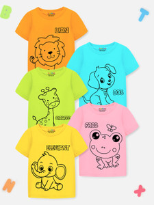 Trampoline Baby Boys & Baby Girls Animal Print Cotton Blend Regular T Shirt