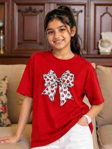 KEESOR Girls Graphic Print Cotton Blend Oversized T Shirt