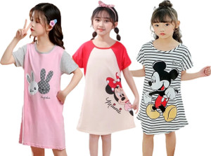 VP TEXX Girls Printed Cotton Blend Regular T Shirt