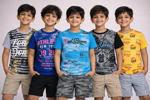 Fashionate World Boys Printed Pure Cotton Regular T Shirt