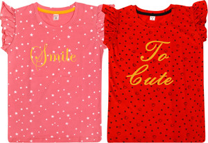 फसला लड़कियाँ Printed Cotton Blend Regular टी शर्ट