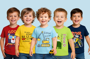 SUPERSQUAD Baby Boys Graphic Print Pure Cotton Regular T Shirt