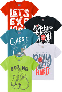 kiddeo Boys Printed Pure Cotton Regular T Shirt