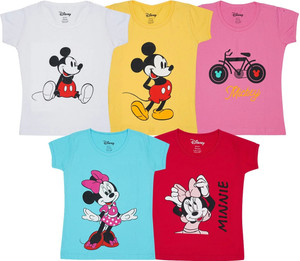 DISNEY BY MISS & CHIEF Girls Printed Pure Cotton Regular T Shirt