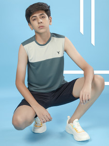 TECHNOSPORT Boys Colorblock Polyester Slim T Shirt