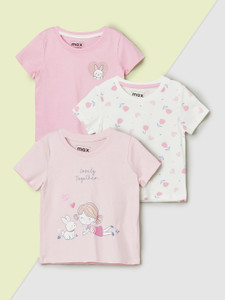 MAX Baby Girls Printed Pure Cotton Regular T Shirt
