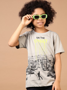 V-MART Boys Printed Cotton Blend Regular T Shirt