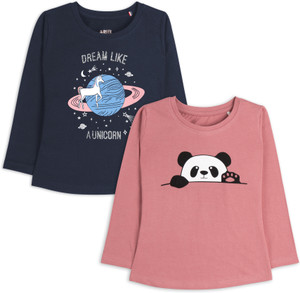 Ariel Girls Printed Pure Cotton Regular T Shirt