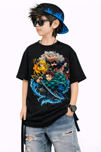 JKMStore Boys Solid, Graphic Print Cotton Blend Regular T Shirt
