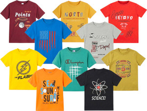 FA WORLD Boys & Girls Printed Cotton Blend Regular T Shirt
