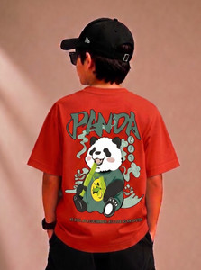 HIGHRICH Boys Printed Cotton Blend Oversized T Shirt