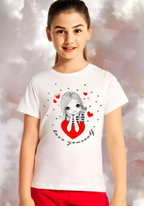 TRIPR Girls Graphic Print Cotton Blend Regular T Shirt