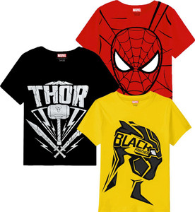 MARVEL BY MISS & CHIEF Boys Graphic Print Cotton Blend Regular T Shirt
