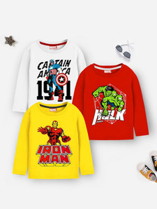 MARVEL BY MISS & CHIEF Boys Cartoon/Superhero Cotton Blend Regular T Shirt