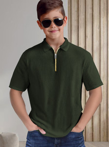 TRIPR Boys Solid Cotton Blend Regular T Shirt