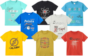 FA WORLD Boys & Girls Printed Cotton Blend Regular T Shirt