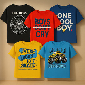 CUTE TREND Boys Printed Pure Cotton Regular T Shirt