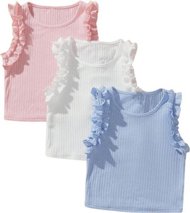 Monno Girls Party Cotton Blend Ruffeld Top