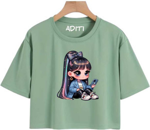 V Creation Girls Casual Cotton Blend Crop Top