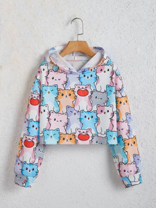 TOPTUDE Full Sleeve Floral Print Girls Sweatshirt