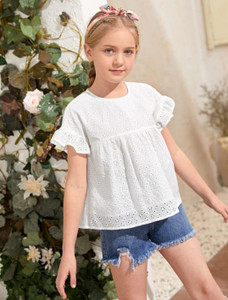 JC JUMMY COUTURE Girls Casual Pure Cotton Ruffeld Top