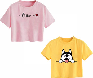 100LUCK Girls Casual Cotton Blend Crop Top