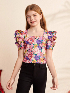 PAGHDAL BROTHERS Girls Casual Cotton Lycra Blend Top