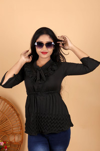 Eliza Dresses Girls Casual Crepe Ruffled Top
