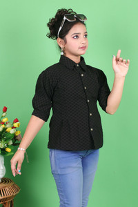 S K MAHIR FASHION Girls Party Cotton Blend Top