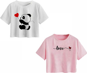 100LUCK Girls Casual Cotton Blend Crop Top