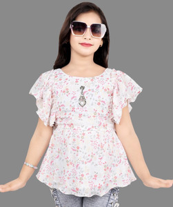 S K MAHIR FASHION Girls Party Chiffon Top