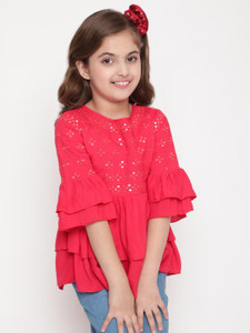 Niya Girls Party Rayon Peplum Top