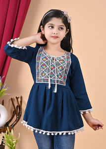 ARIYANGARMENTS Girls Party Cotton Blend A-line Top
