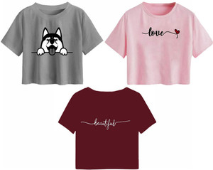 adibaba Girls Casual Cotton Blend Crop Top