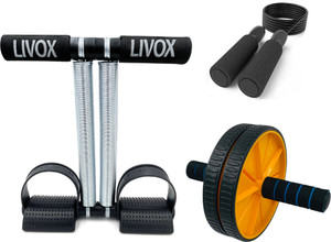LIVOX Tummy Trimmer And Ab wheel Roller With Skipping Rope Ab Exerciser