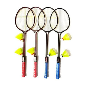 Jyoti 4 Pc Double Shaft racket with 6 Nylon shuttle cock Badminton Kit