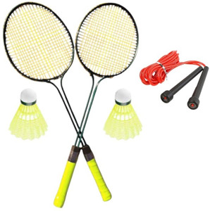 kushwaha trader RACQUET 2 pcs with 2 pcs nylon shuttlecock 1 skipping rope Badminton Kit