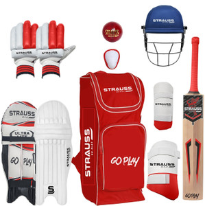 Strauss Full Size | Color: Red | Right Handed Complete Set of 9 Cricket Kit