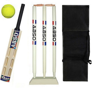 abso Complete Wooden TENNIS CRICKET Kit with Base 6 SCOOP Bat - Size 5 (Ages 10-12) Cricket Kit