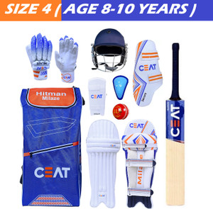 HF CEAT HITMAN Rohit Sharma Juniors Set Of 4 No ( Ideal For 8-10 Years ) Complete Cricket Kit