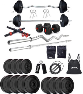 स्टार्क्स 30KG PVC GYM KIT WITH 3FT CURL, 3FT STRAIGHT ROD AND ACCESSORIES होम जिम कॉम्बो